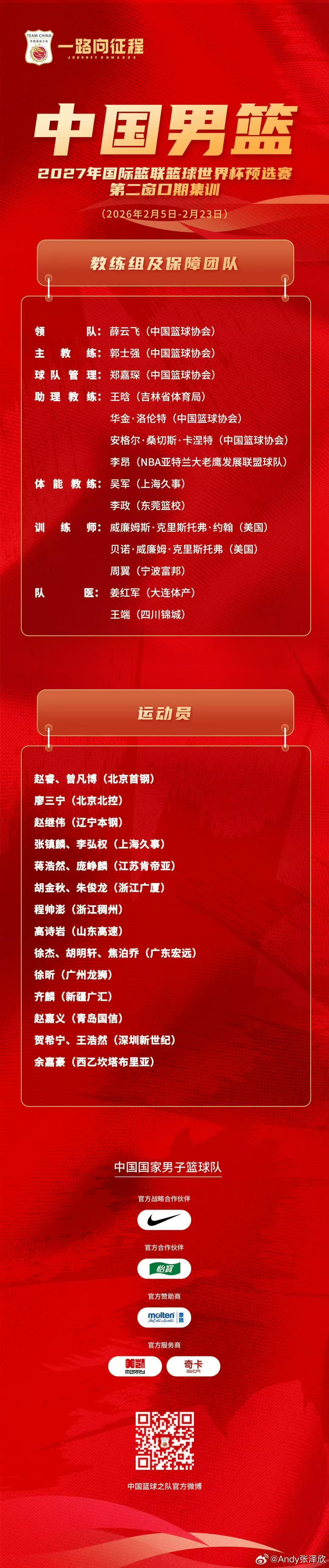 世界杯手机直播app下载-中国男篮公布世预赛集训大名单：高诗岩入选，留洋的余嘉豪在列